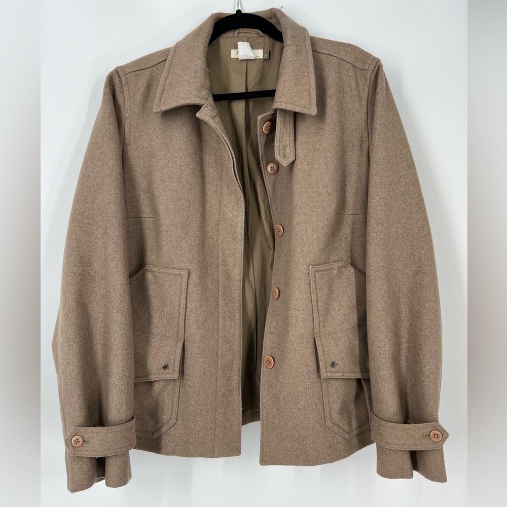 J crew tan wool coat Utility Jacket Large
